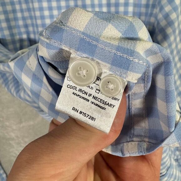 Mizzen & Main Leeward Mens M Trim Fit LS Button Up Stretch Blue Gingham Check - Picture 7 of 7